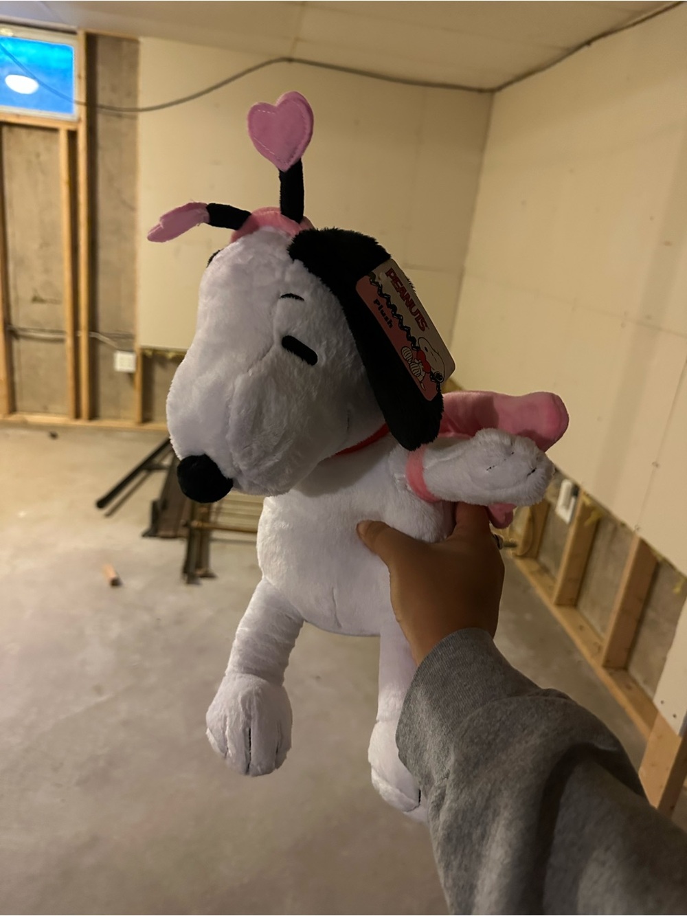 Plush White & Pink Dog Toy - Soft Snoopy-Style Plush for Pets